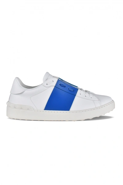 Valentino Garavani Valentino Open Leather Sneakers In White,blue