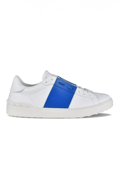 Valentino Garavani Valentino Open Leather Trainers In White,blue