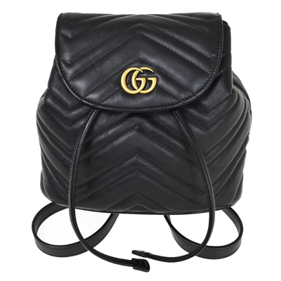 Gucci Marmont Black Leather Backpack Bag ()