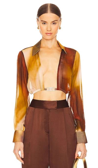 Rta Cropped Shirt In Brown