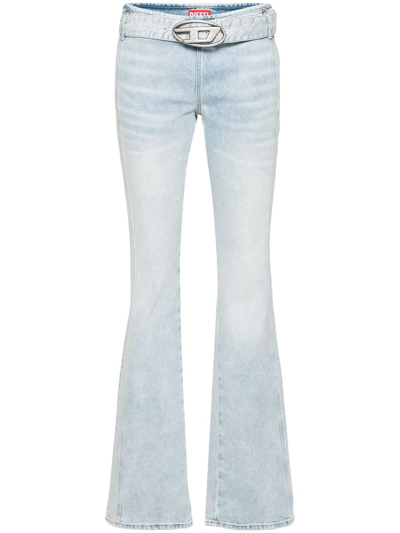 Diesel D-ebbey Belted Flared Jeans In Blue