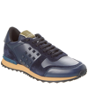 Valentino Leather & Suede Sneaker In Blue