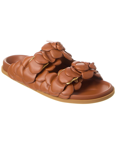 Valentino Garavani Valentino Leather Slide In Brown