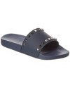 Valentino Garavani Rockstud-embellished Slides In Blue