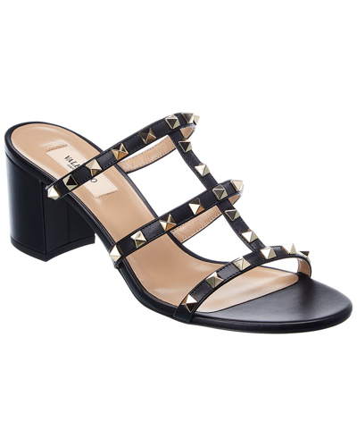 Valentino Garavani Valentino Rockstud Caged 60 Leather Sandal In Black