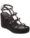 Valentino Garavani Espadrille Wedge Sandal In Black