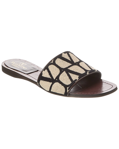 Valentino Garavani Vlogo Toile Iconographe Slides In Brown