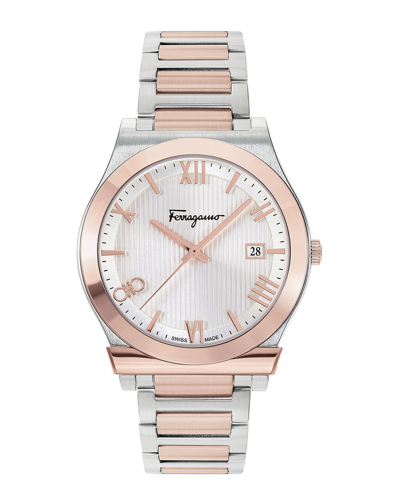 Ferragamo Men's Gancini Ip Rose Gold & Stainless Steel Bracelet Watch In Rose Gold Two Tone