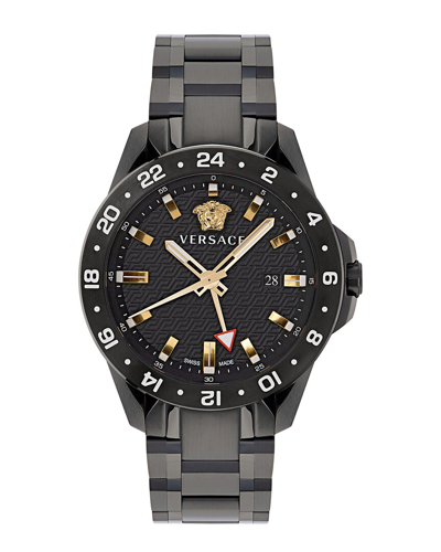 Versace Sport Tech Gmt Bracelet Watch In Black