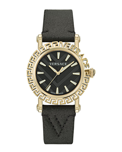Versace Greca Glam Quartz Black Dial Men's Watch Ve6d00223 In Black / Gold / Gold Tone