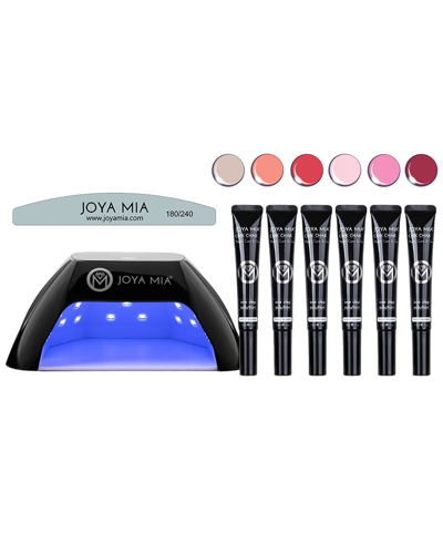 Joya Mia Chik Chak One-step Gel Nail Polish Pro Kit 8pc With Led Lamp And 6 Colors In White