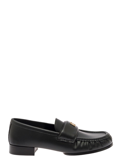 Givenchy Black Loafers With Logo Detail In Smooth Leather Woman