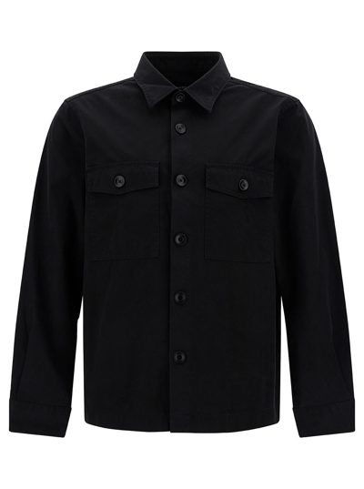 Tom Ford Black Shirt With Tonal Buttons And Patch Pockets In Cotton Man