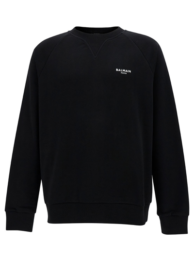 Balmain Sweatshirt In Black Cotton In Eab Noir Blanc