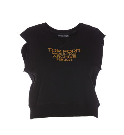 Tom Ford Logo印花棉坦克背心 In Black