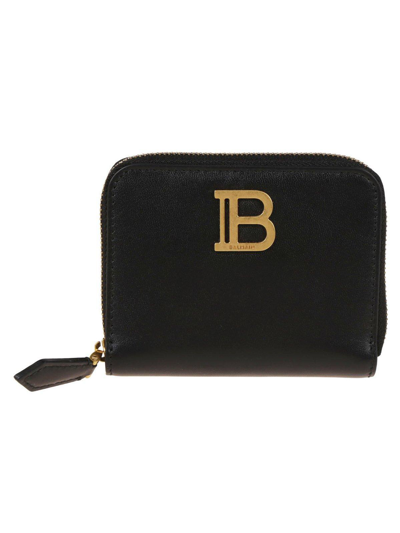 Balmain B-buzz Leather Wallet In Black