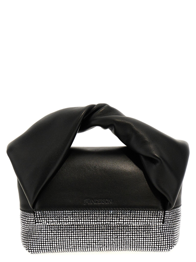 Jw Anderson J.w. Anderson Crystal Twister Small Handbag In Black