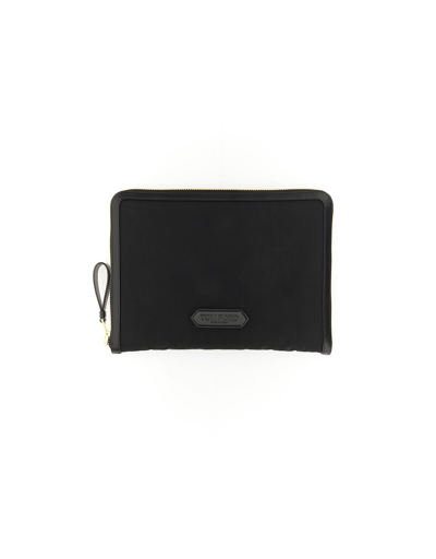 Tom Ford Logo Nylon Clutch In Black