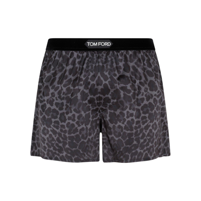 Tom Ford Logo Band Printed Boxers In Blue