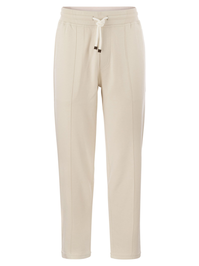 Brunello Cucinelli White Track Pants In Cream