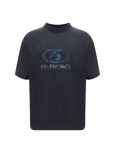 Balenciaga T-shirt In Faded Black/blue