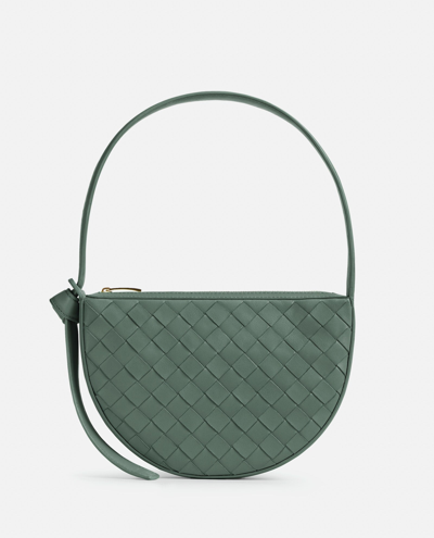 Bottega Veneta Half Moon Leather Shoulder Bag In Green