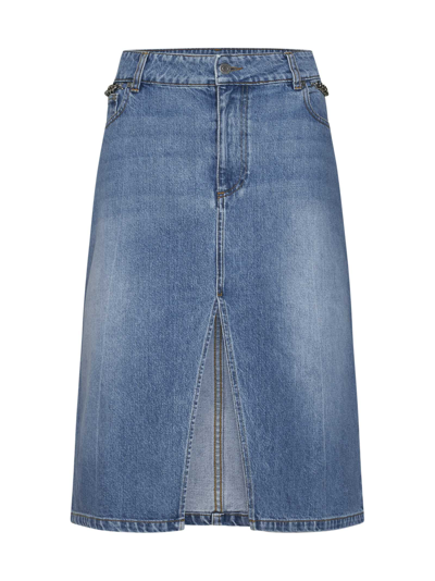 Stella Mccartney Front Slit Denim Skirt In Mid Vintage Blue