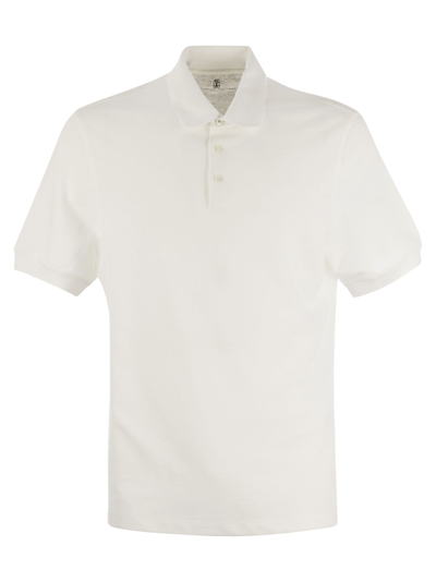 Brunello Cucinelli Cotton Jersey Polo Shirt In White