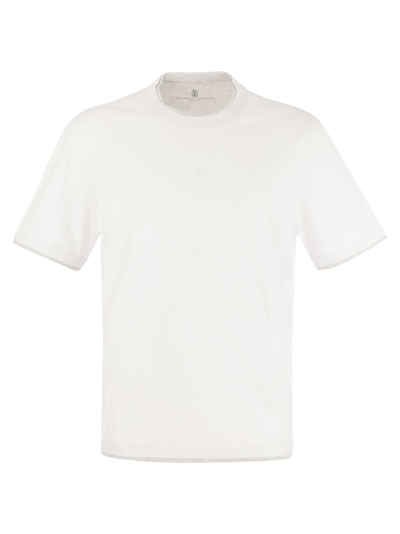 Brunello Cucinelli Slim Fit Crew-neck T-shirt In Lightweight Cotton Jersey In White