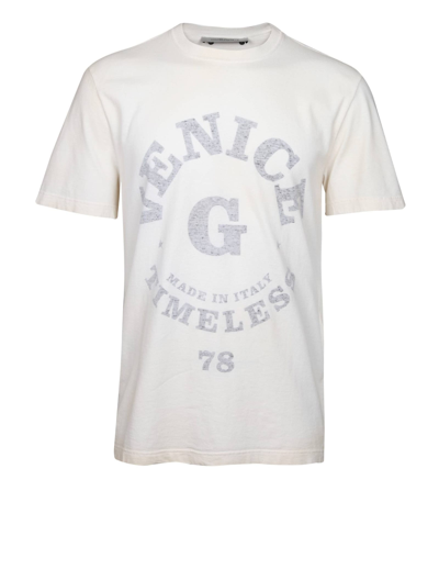 Golden Goose Golden T-shirt In Cotton Jersey Color Off White In White/black