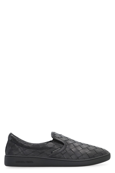 Bottega Veneta Slip-on Leather Trainers In Black