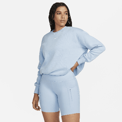 Nike Women's Go Firm-support High-waisted 8" Biker Shorts With Pockets In Light Armory Blue/ Black
