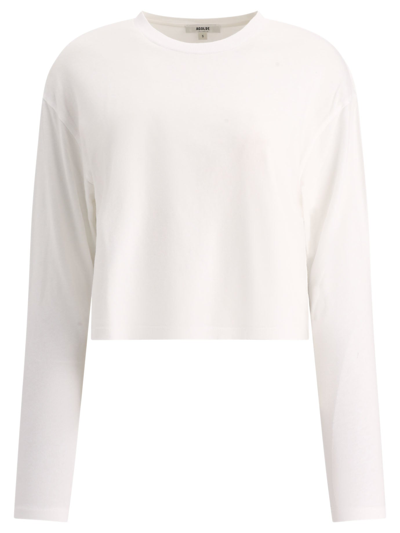 Agolde 'mason' Long Sleeve Cropped T Shirt In White