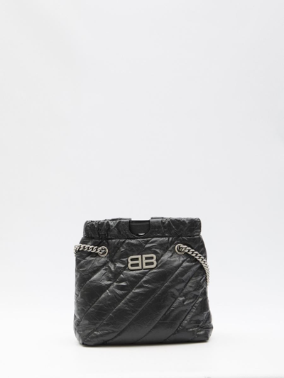 Balenciaga Quilted Crush Tote Small Bag In Black