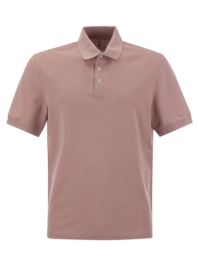 Brunello Cucinelli Cotton Jersey Polo Shirt In Pink