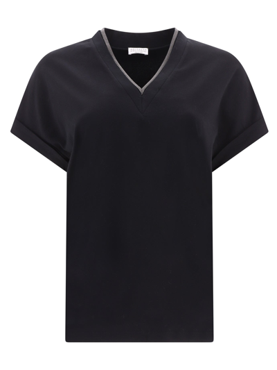 Brunello Cucinelli Stretch Cotton Jersey T-shirt In Black