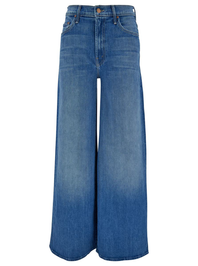 MOTHER 'THE UNDERCOVER' LIGHT BLUE WIDE JEANS WITH BRANDED BUTTON IN COTTON DENIM MAN