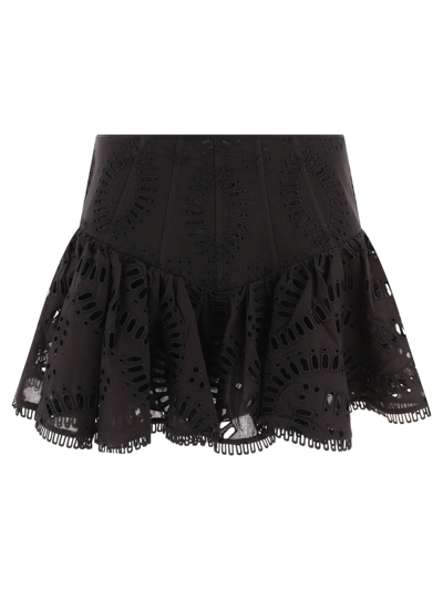 Charo Ruiz Favik Embroidered Peplum Miniskirt In Black
