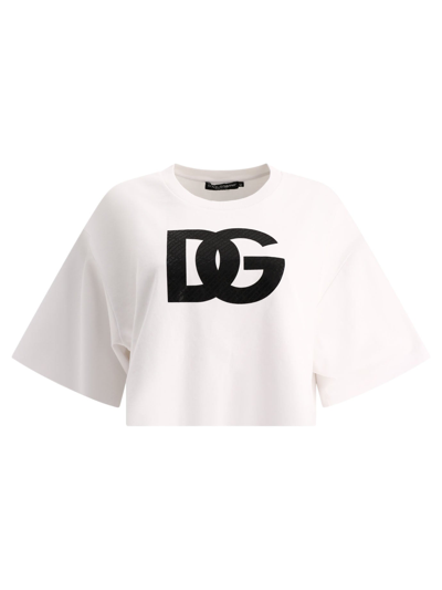 Dolce & Gabbana Logo Printed Crewneck T In White