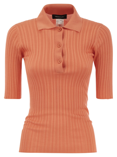 Fabiana Filippi Silk And Cotton Blend Polo Shirt In Orange