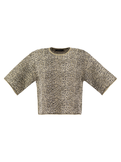 Fabiana Filippi Stitch Tweed T-shirt In Black/gold
