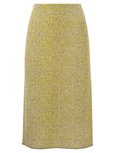 Fabiana Filippi Tweed Stitch Pencil Skirt In Yellow/gold