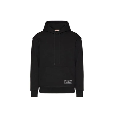 Valentino Logo Hooded Sweatshirt In Black