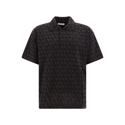 Valentino Toile Iconographe Polo Shirt In Brown