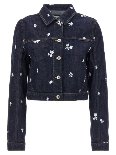 Lanvin Floral Embroidery Jacket Casual Jackets, Parka In Blue