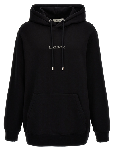 Lanvin Logo Embroidery Hoodie Sweatshirt In Black