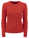 Polo Ralph Lauren Slim-fit Cable Knit Sweater In Red