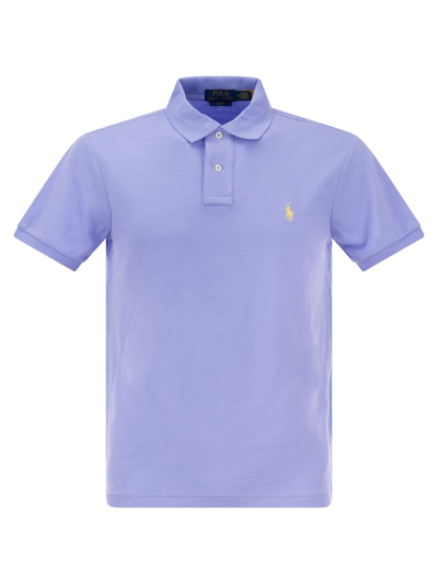 Polo Ralph Lauren Custom Slim Fit Mesh Polo Shirt In Blue