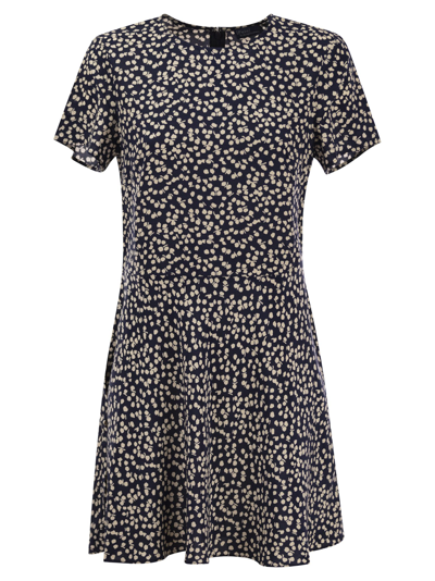 Polo Ralph Lauren Viscose Dress With Micro Pattern In Blue