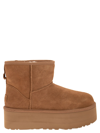 Ugg 'classic Mini Platform' Beige Ankle Boots With Platform